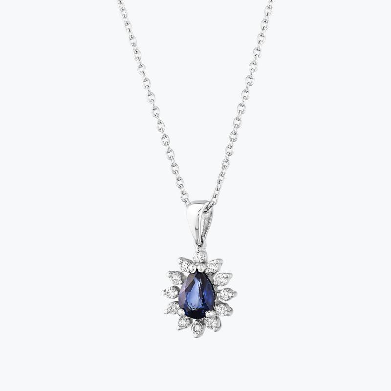 0.17 Carat Sapphire Diamond Necklace