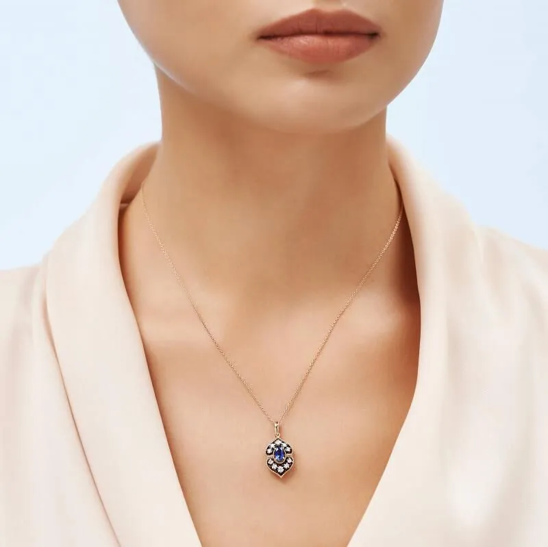 0.12 Carat Sapphire Diamond Necklace