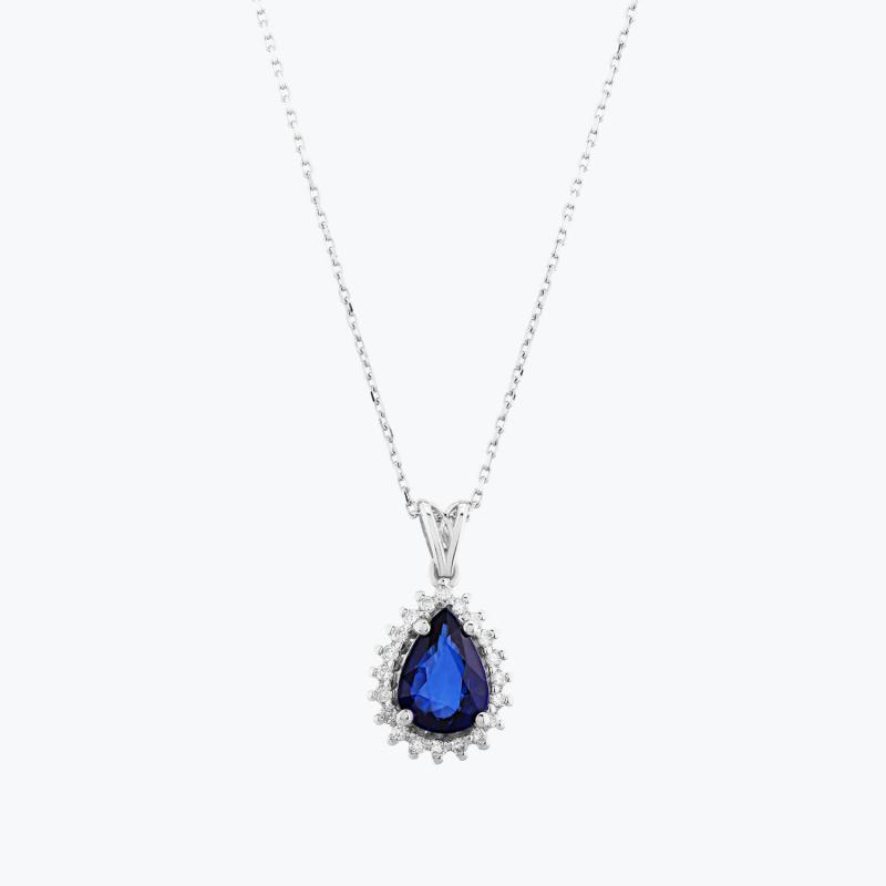 0.18 Carat Sapphire Diamond Necklace