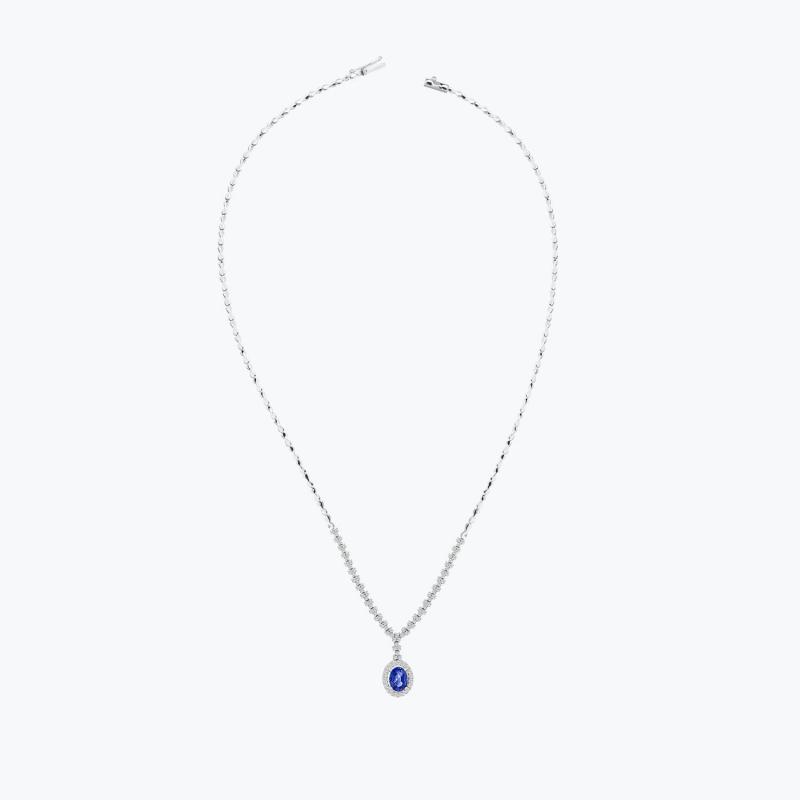 0.76 Carat Sapphire Diamond Necklace