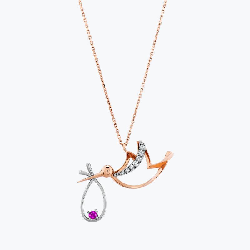 0.07 Carat Stork Diamond Necklace