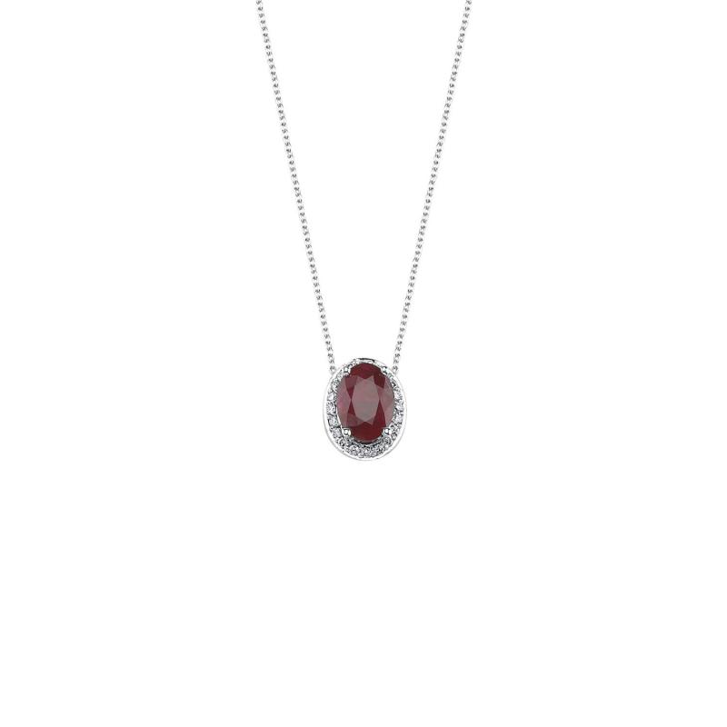 0.08 Carat Ruby Diamond Necklace