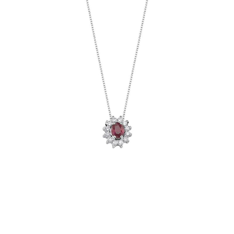 0.15 Carat Ruby Diamond Necklace