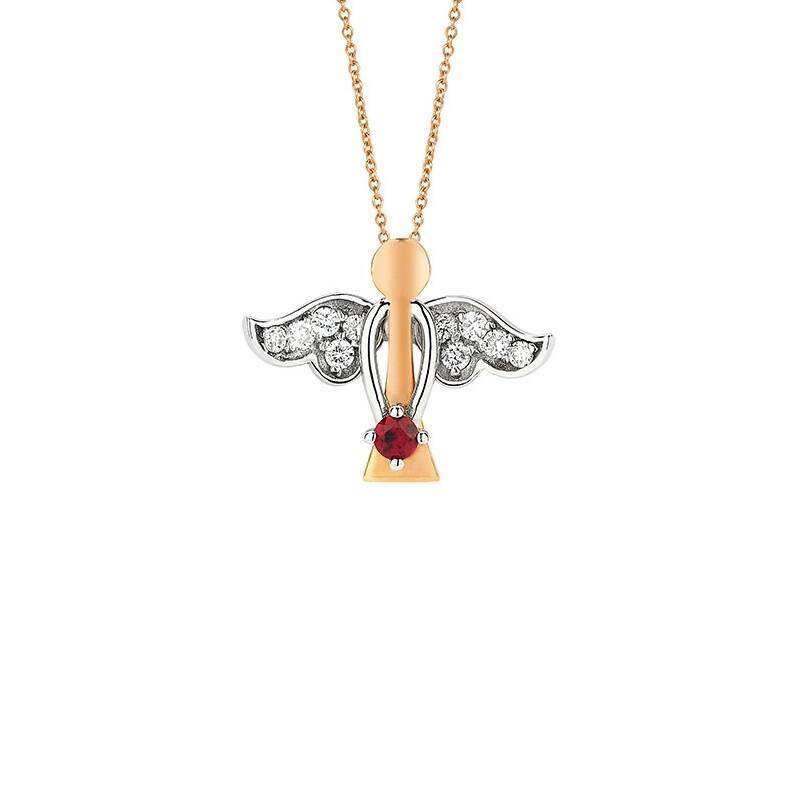 0.09 Carat Angel Ruby Diamond Necklace