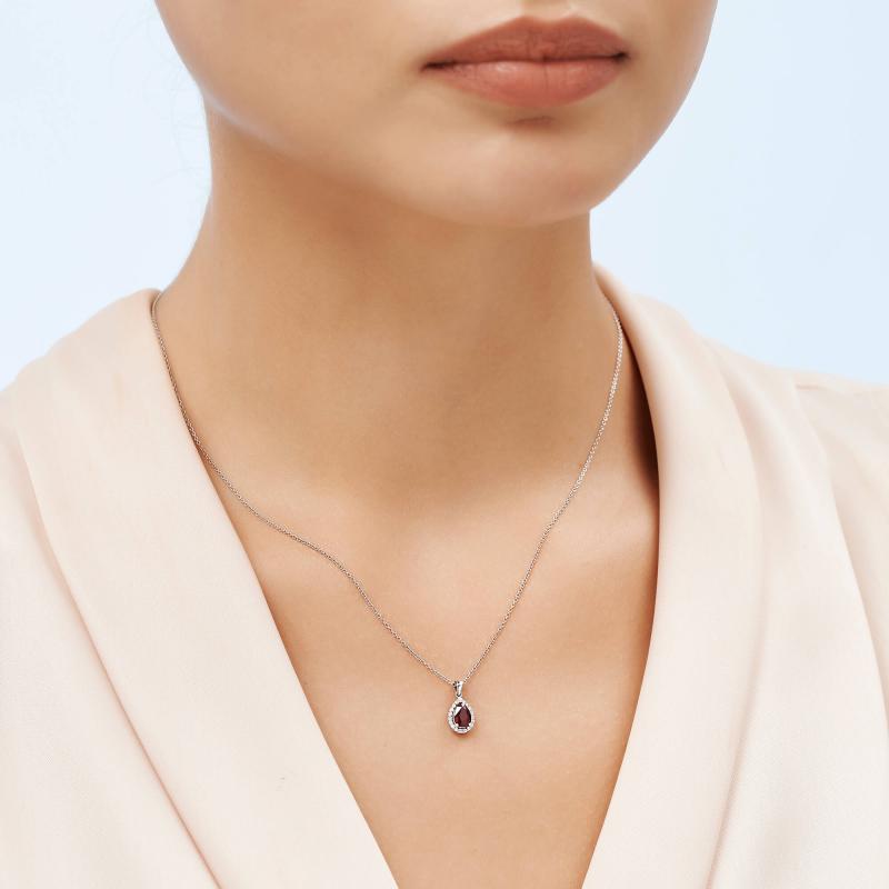 0.06 Carat Ruby Diamond Necklace