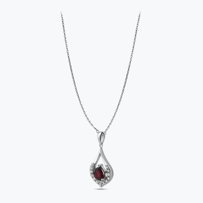 0.09 Carat Ruby Diamond Necklace
