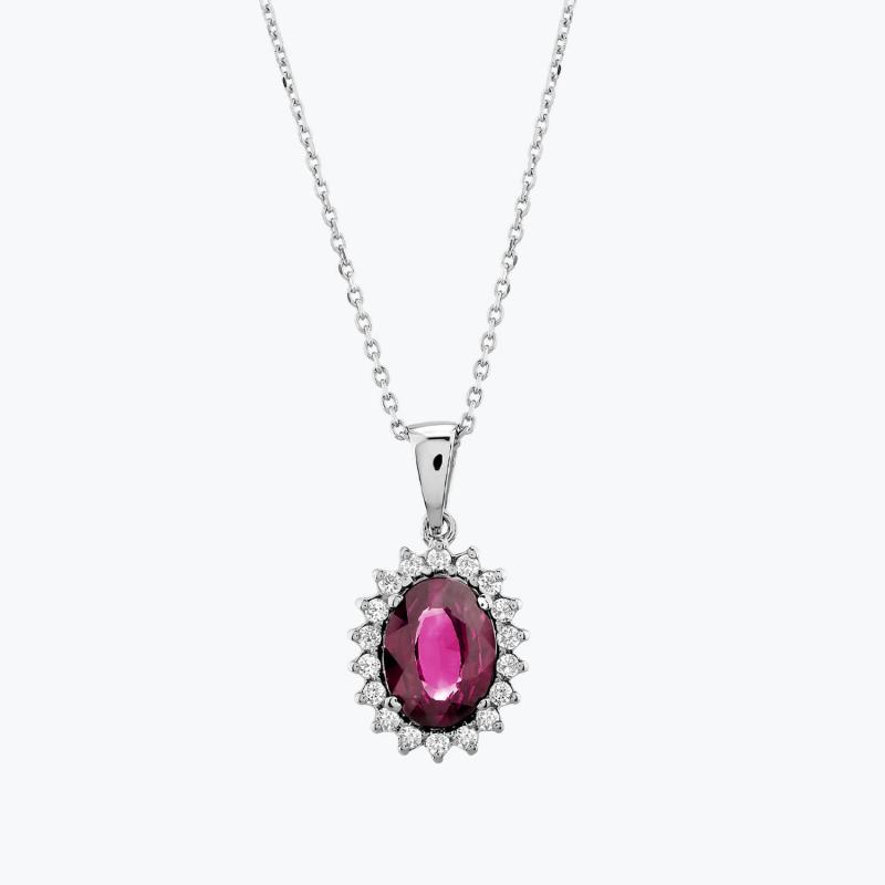 0.17 Carat Ruby Diamond Necklace