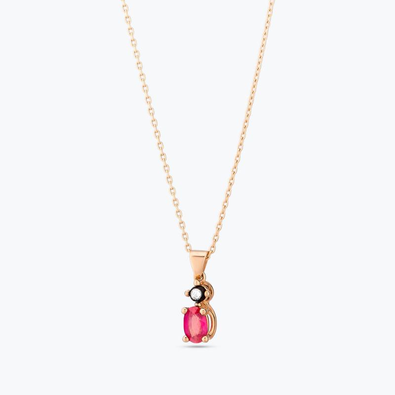 0.03 Carat Ruby Diamond Necklace