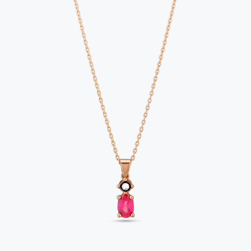 0.03 Carat Ruby Diamond Necklace