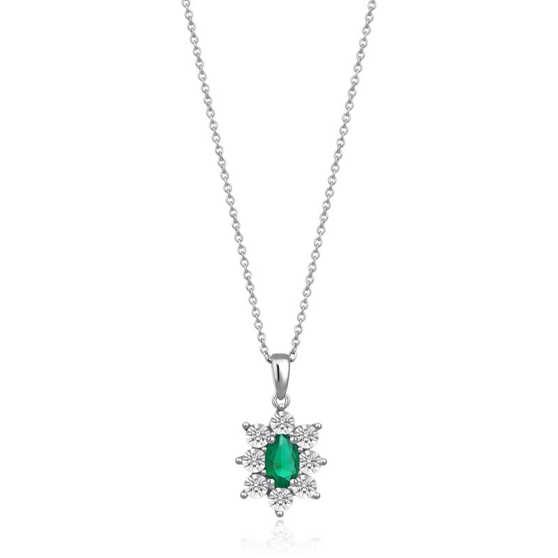 0.02 Carat Emerald Diamond Necklace