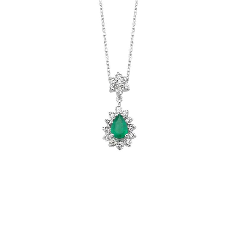 0.37 Carat Emerald Diamond Necklace