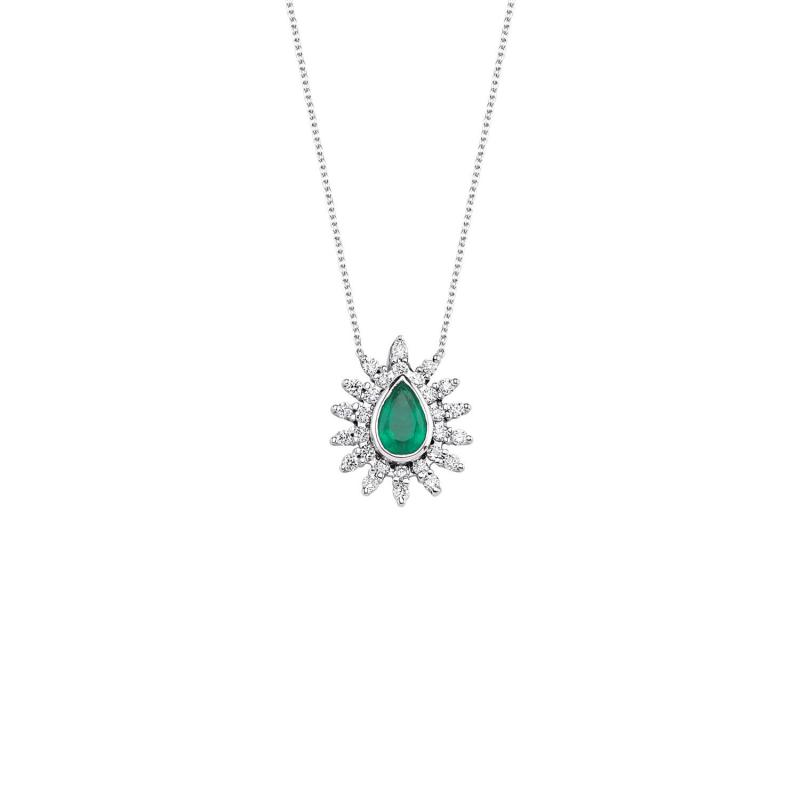 0.36 Carat Emerald Diamond Necklace