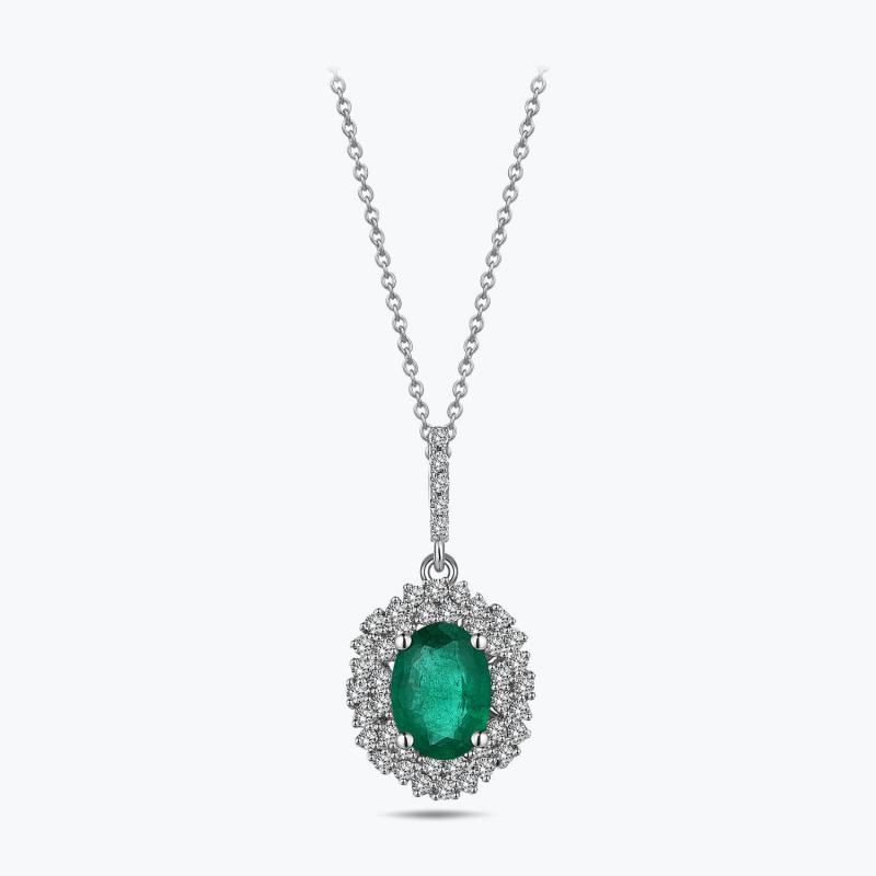 0.29 Carat Emerald Diamond Necklace