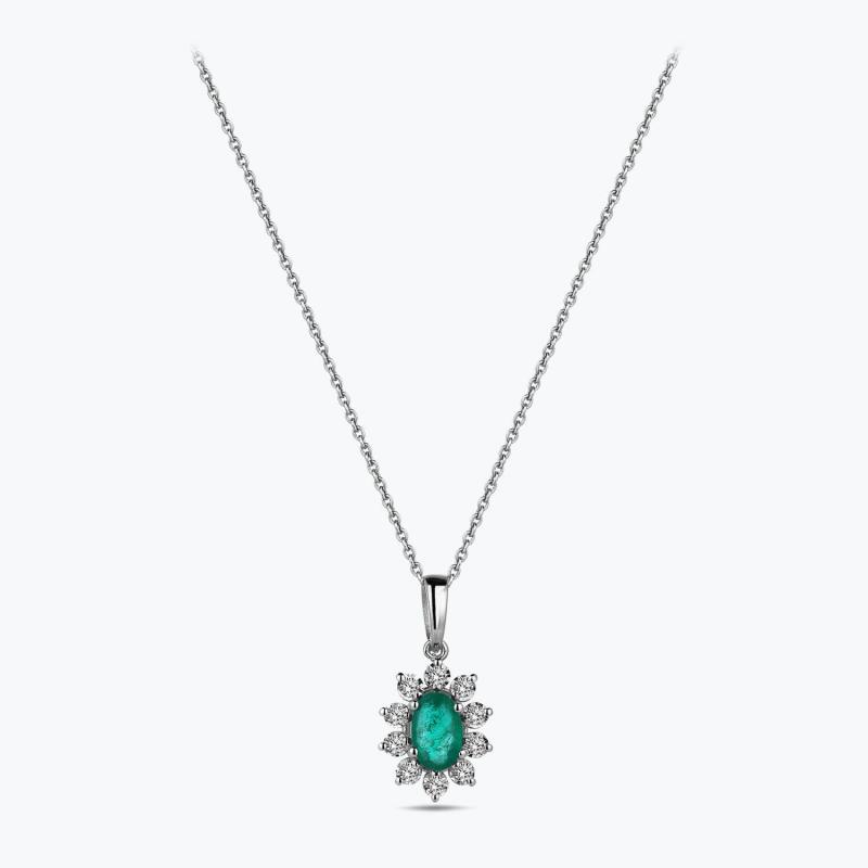 0.11 Carat Emerald Diamond Necklace