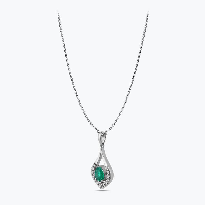 0.09 Carat Emerald Diamond Necklace