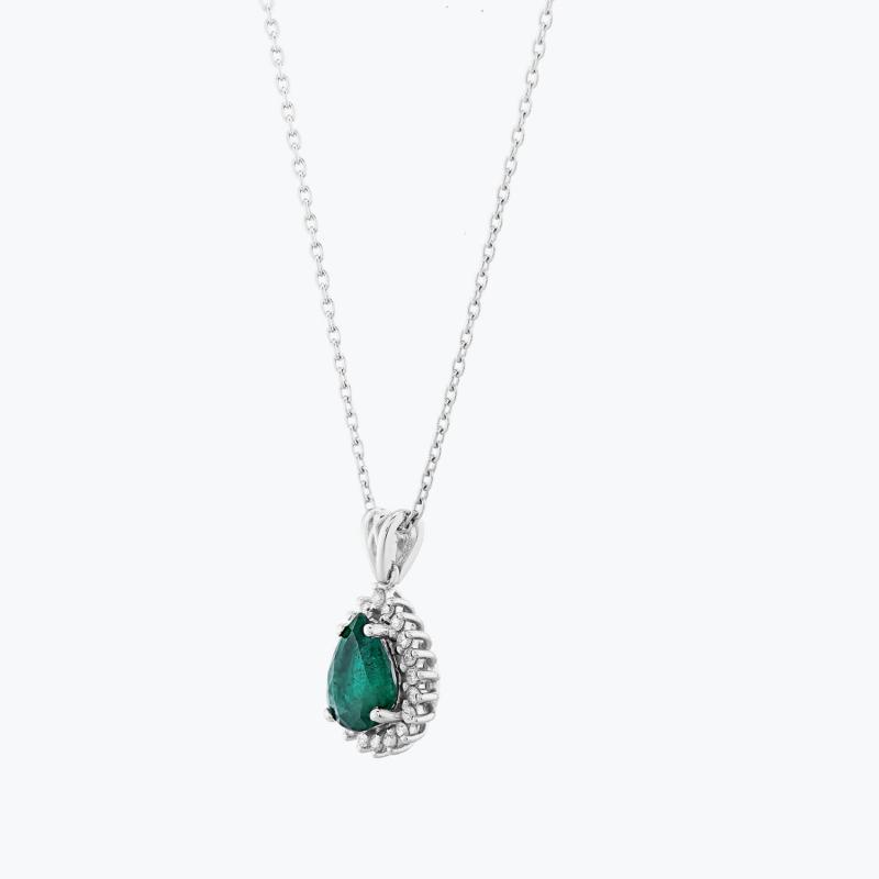 0.20 Carat Emerald Diamond Necklace