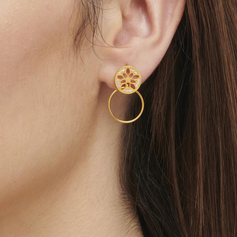 22K Mandala Gold Earrings