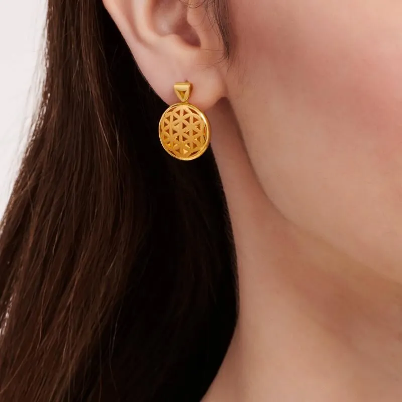 22K Flower of Life Gold Earrings