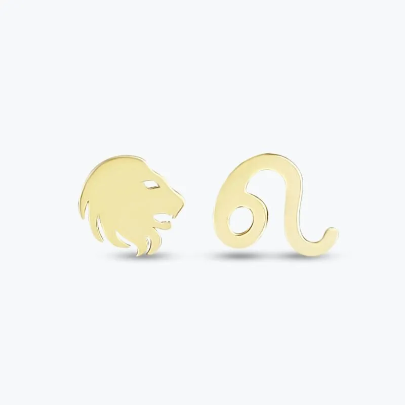 Zodiac Sign Gold Earrings Leo