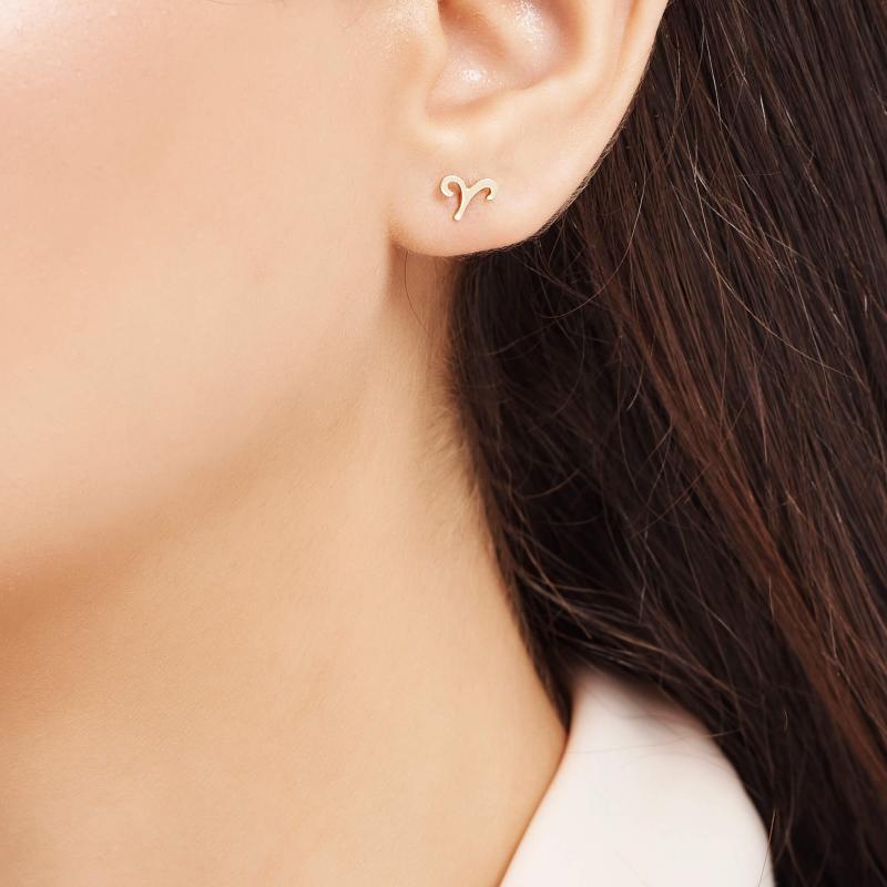 Zodiac Sign Gold Earrings-Taurus