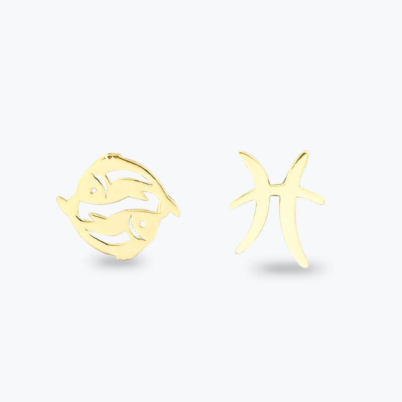 Zodiac Sign Gold Earrings Pisces