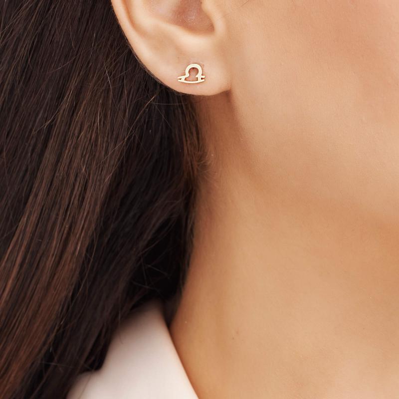 Zodiac Sign Gold Earrings Libra