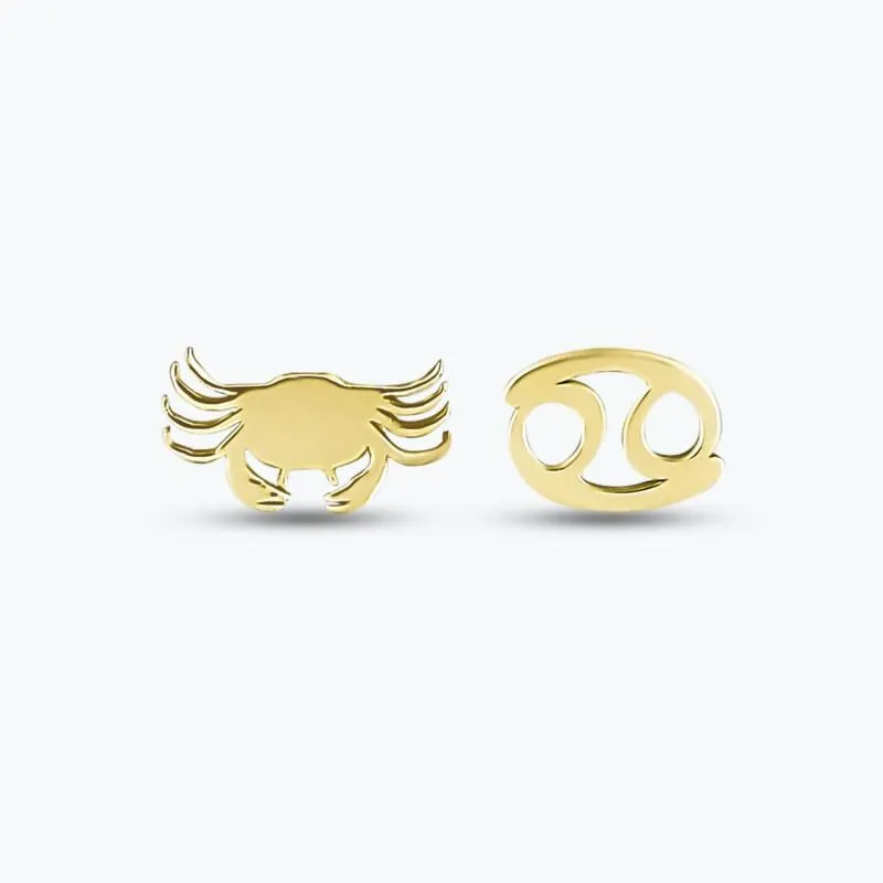 Zodiac Sign Gold Earrings Cancer
