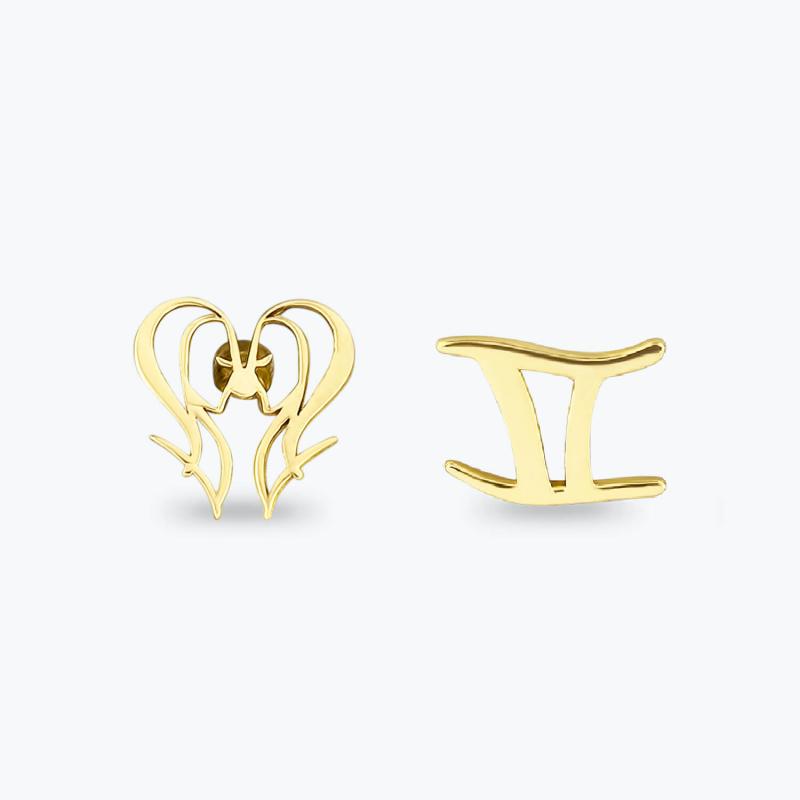Zodiac Sign Gold Earrings-Gemini