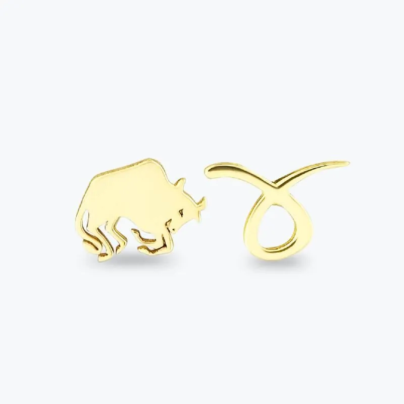 Zodiac Sign Gold Earrings Taurus