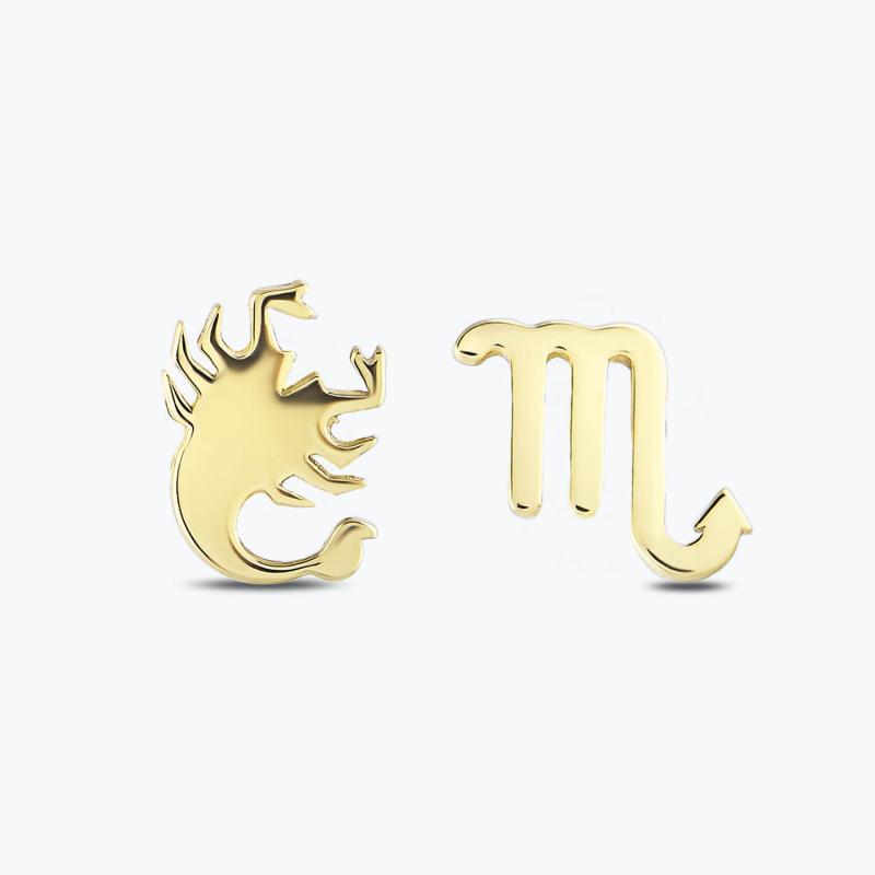 Zodiac Sign Gold Earrings Scorpio