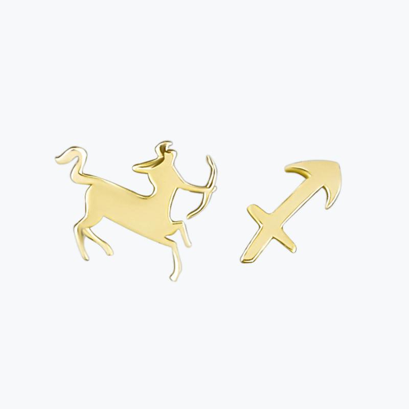Zodiac Sign Gold Earrings-Sagittarius