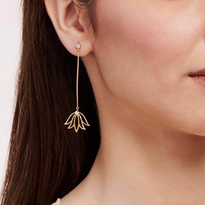 Reflection Lotus Gold Earring