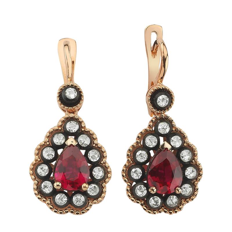 0.58 Carat Ruby Diamond Earrings