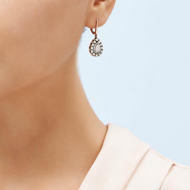 0.45 Carat Rose Cut Diamond Earrings