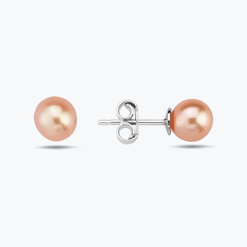 Gold Earrings with Pink Pearl
