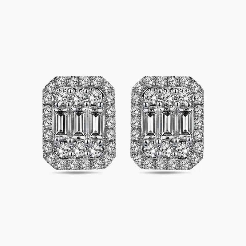 0.84 Carat Baguette Diamond Earrings