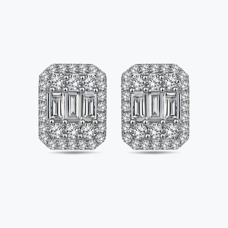 0.65 Carat Baguette Diamond Earrings
