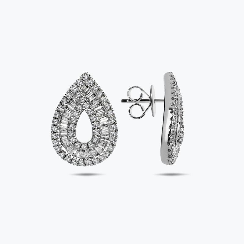 0.48 Carat Baguette Diamond Earrings