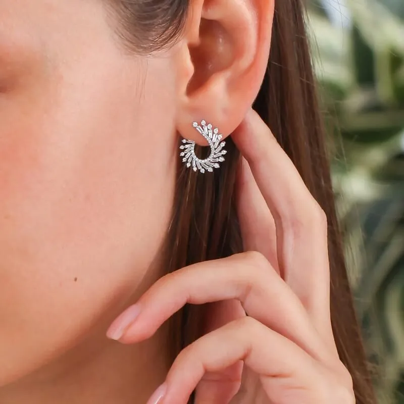 0.77 Carat Baguette Diamond Earrings