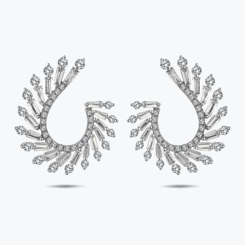 0.77 Carat Baguette Diamond Earrings