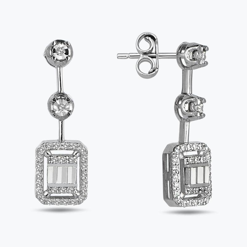 0.14 Carat Baguette Diamond Earrings