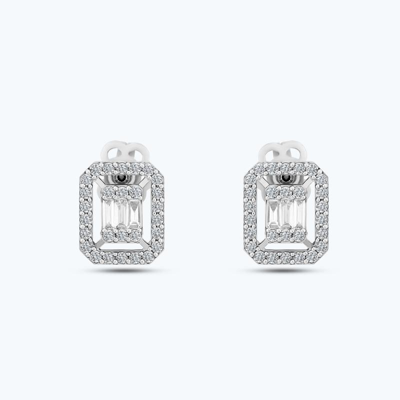 0.57 Carat Baguette Diamond Earring
