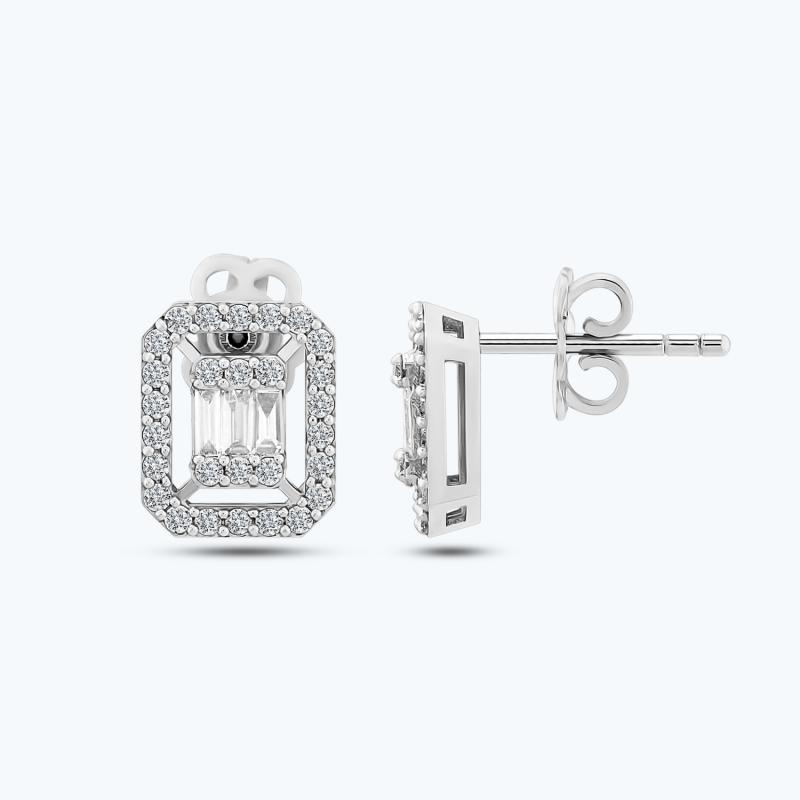 0.57 Carat Baguette Diamond Earring