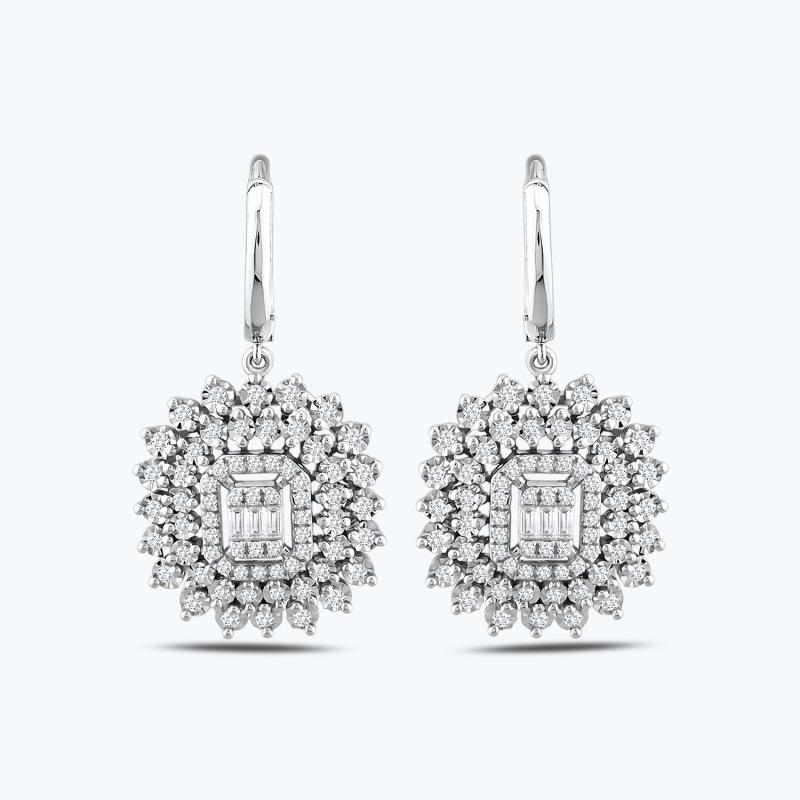 0.82 Carat Baguette Diamond Earrings