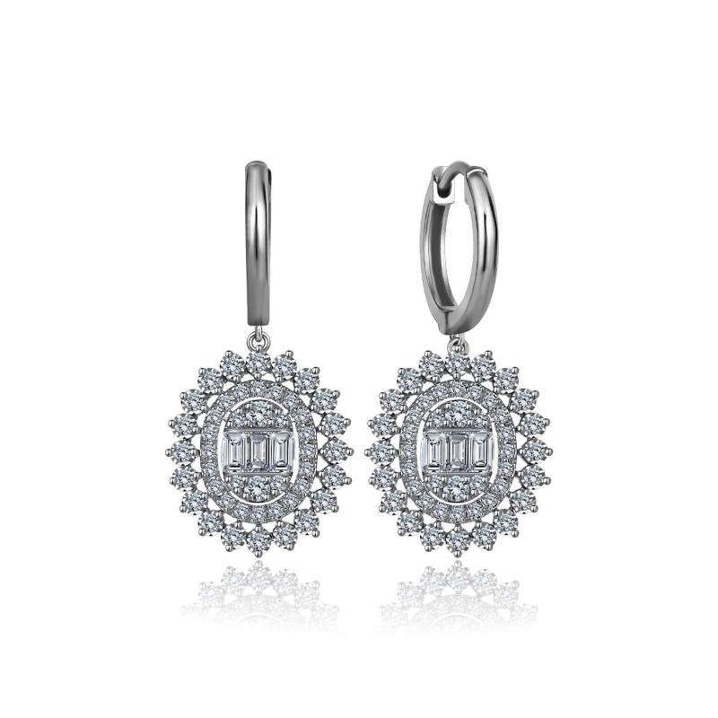 0.60 Carat Baguette Diamond Earrings