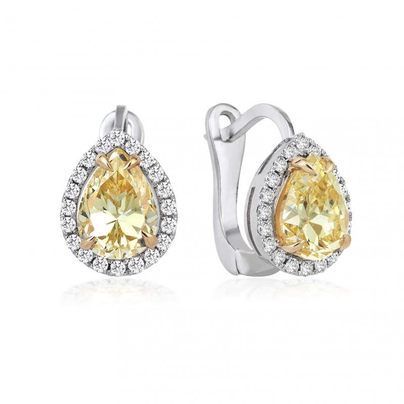 Pırlanta Sarı Kuvars Küpe