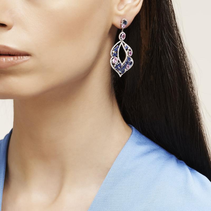 1.90 Carat Sapphire Diamond Earrings