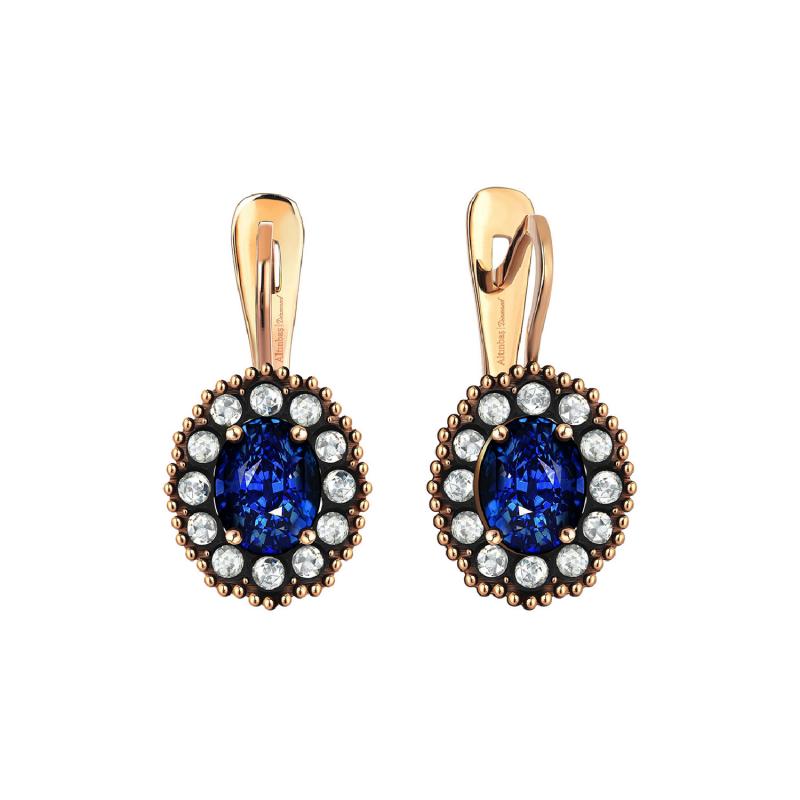 0.16 Carat Sapphire Diamond Earrings