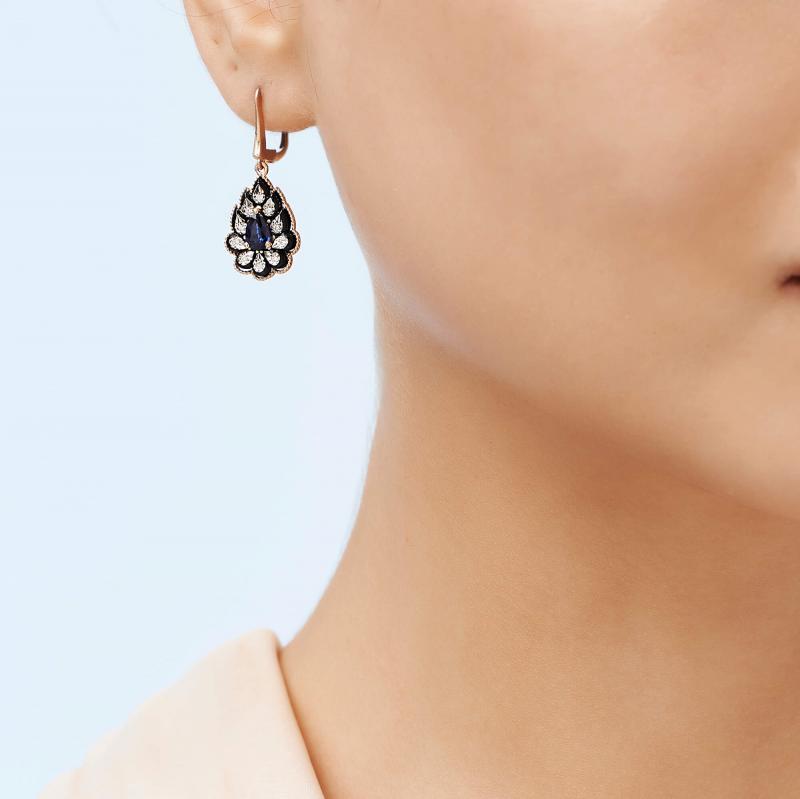 0.08 Carat Sapphire Diamond Earrings