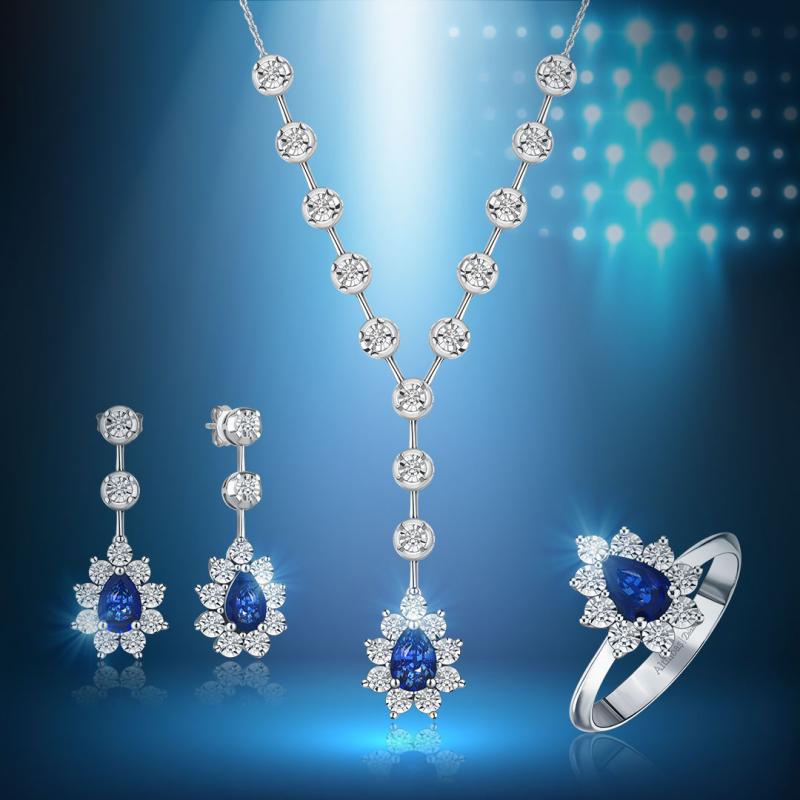 0.09 Carat Sapphire Diamond Earrings